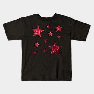 Red Faux Glitter Star Pack Kids T-Shirt